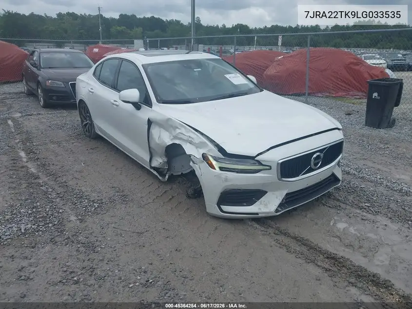 2020 Volvo S60 T6 Momentum VIN: 7JRA22TK9LG033535 Lot: 45364254
