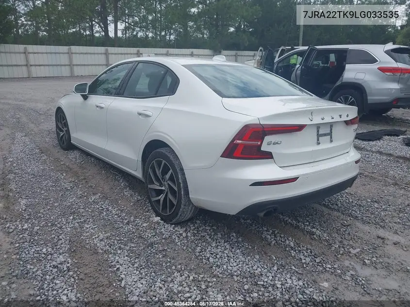 2020 Volvo S60 T6 Momentum VIN: 7JRA22TK9LG033535 Lot: 45364254