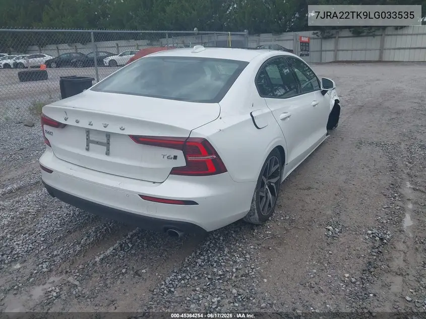 2020 Volvo S60 T6 Momentum VIN: 7JRA22TK9LG033535 Lot: 45364254