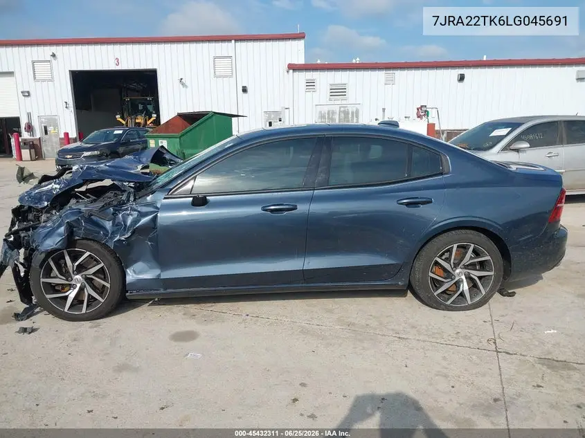 2020 Volvo S60 T6 Momentum VIN: 7JRA22TK6LG045691 Lot: 45432311
