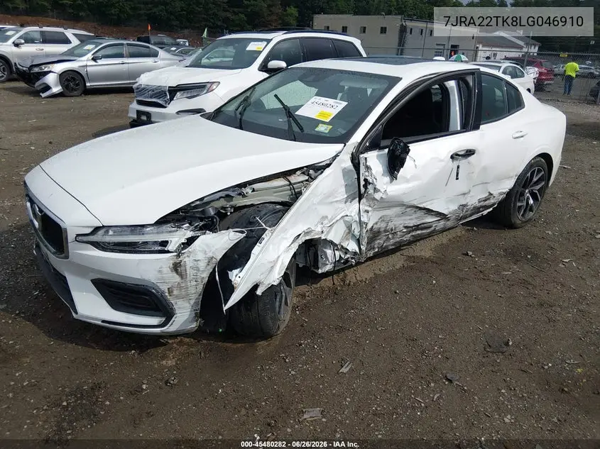 2020 Volvo S60 T6 Momentum VIN: 7JRA22TK8LG046910 Lot: 45480282