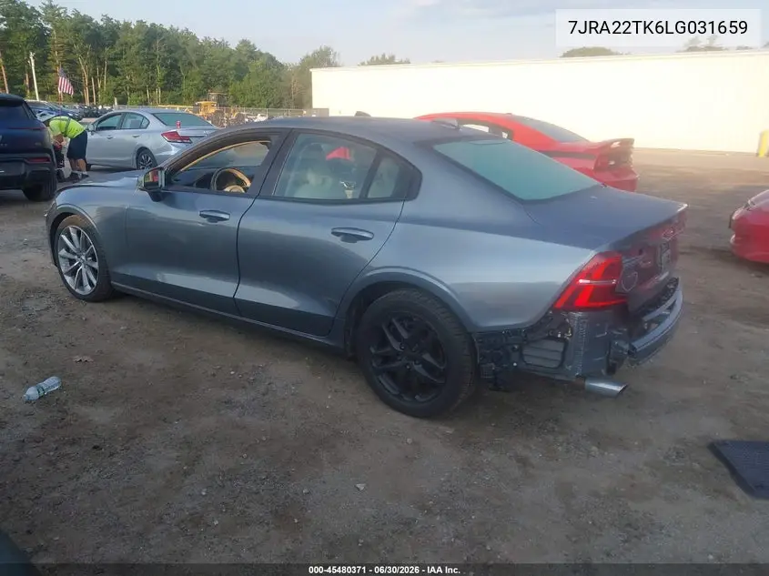 2020 Volvo S60 T6 Momentum VIN: 7JRA22TK6LG031659 Lot: 45480371