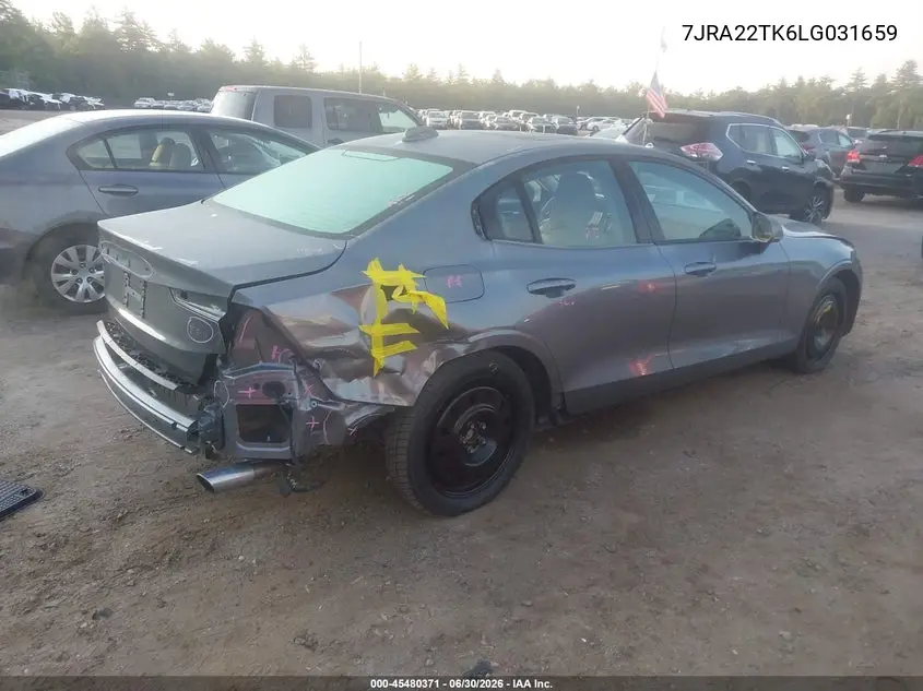 2020 Volvo S60 T6 Momentum VIN: 7JRA22TK6LG031659 Lot: 45480371