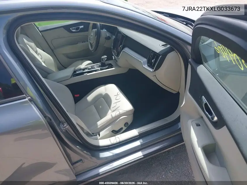 2020 Volvo S60 T6 Momentum VIN: 7JRA22TKXLG033673 Lot: 45509406