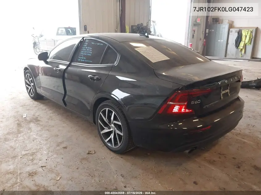 2020 Volvo S60 T5 Momentum VIN: 7JR102FK0LG047423 Lot: 45543559