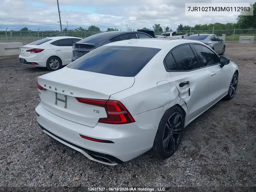 2021 Volvo S60 T5 R-Design VIN: 7JR102TM3MG112983 Lot: 12637527
