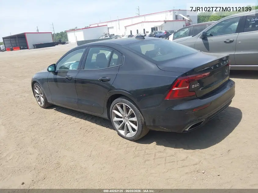 2021 Volvo S60 Momentum VIN: 7JR102TZ7MG112139 Lot: 45252125