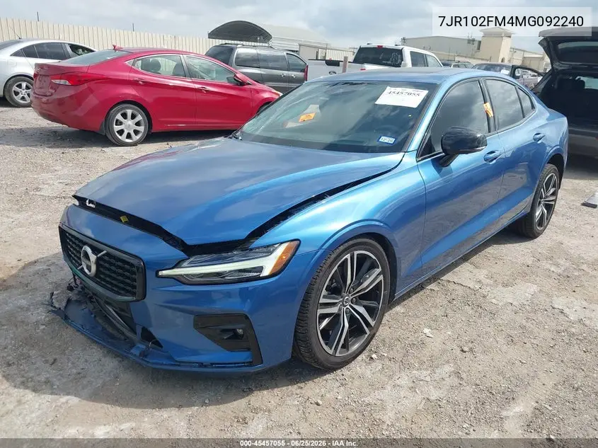 2021 Volvo S60 T5 R-Design VIN: 7JR102FM4MG092240 Lot: 45457055