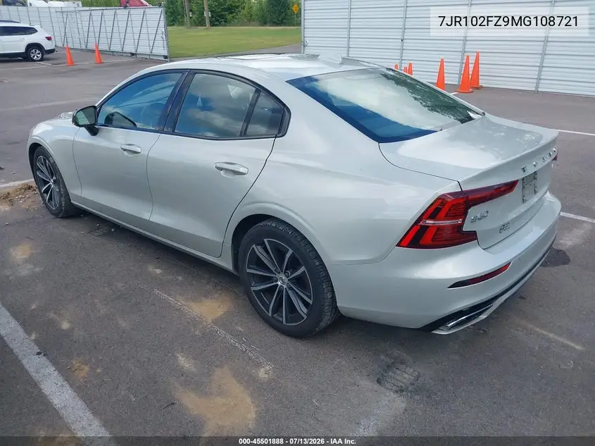 2021 Volvo S60 T5 Momentum VIN: 7JR102FZ9MG108721 Lot: 45501888