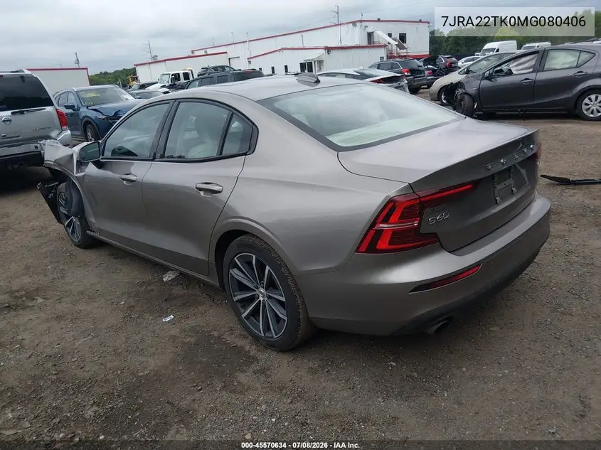 2021 Volvo S60 T6 Momentum VIN: 7JRA22TK0MG080406 Lot: 45570634