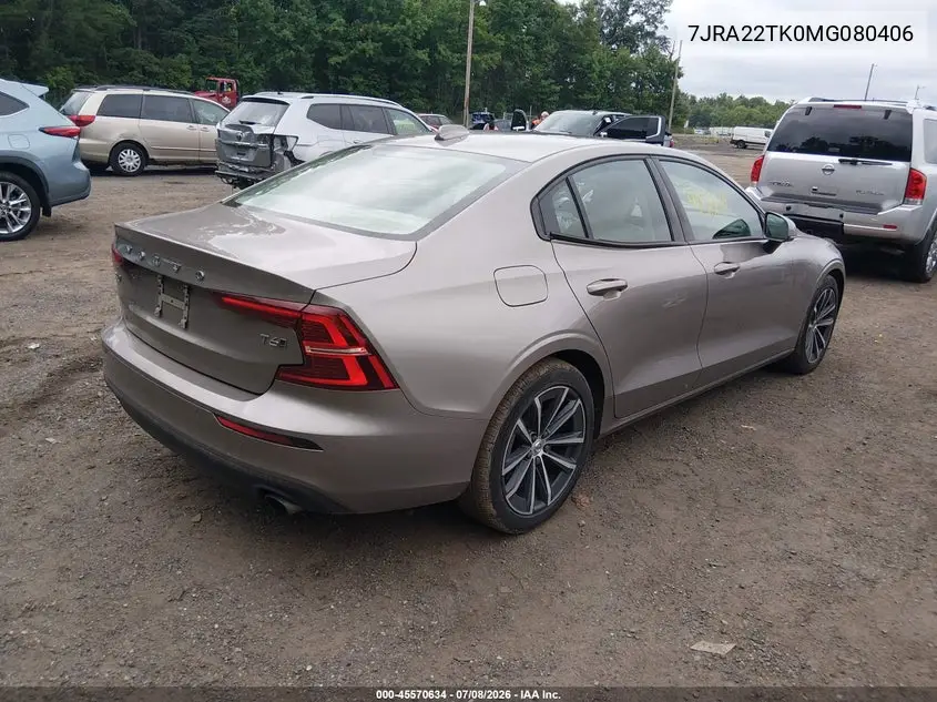 2021 Volvo S60 T6 Momentum VIN: 7JRA22TK0MG080406 Lot: 45570634