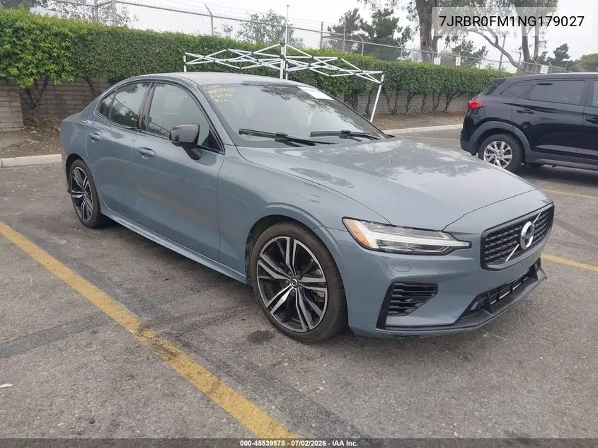 2022 Volvo S60 Recharge Plug-In Hybrid T8 R-Design VIN: 7JRBR0FM1NG179027 Lot: 45539575