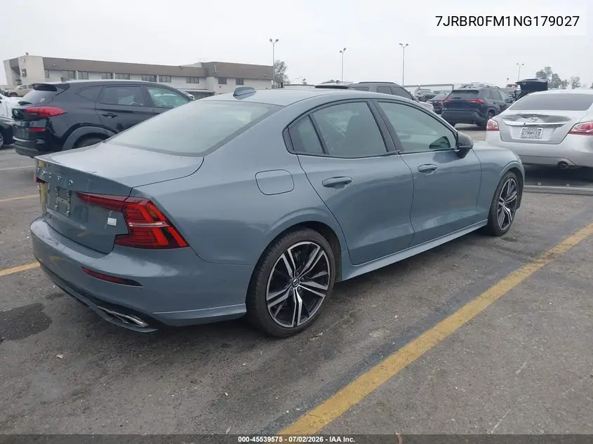 2022 Volvo S60 Recharge Plug-In Hybrid T8 R-Design VIN: 7JRBR0FM1NG179027 Lot: 45539575