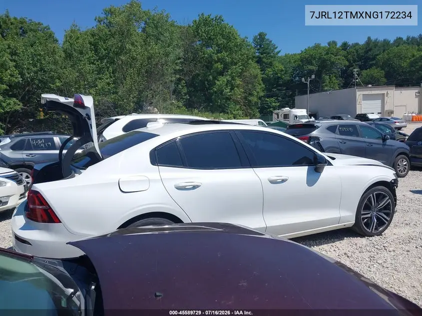 2022 Volvo S60 B5 R-Design VIN: 7JRL12TMXNG172234 Lot: 45589729