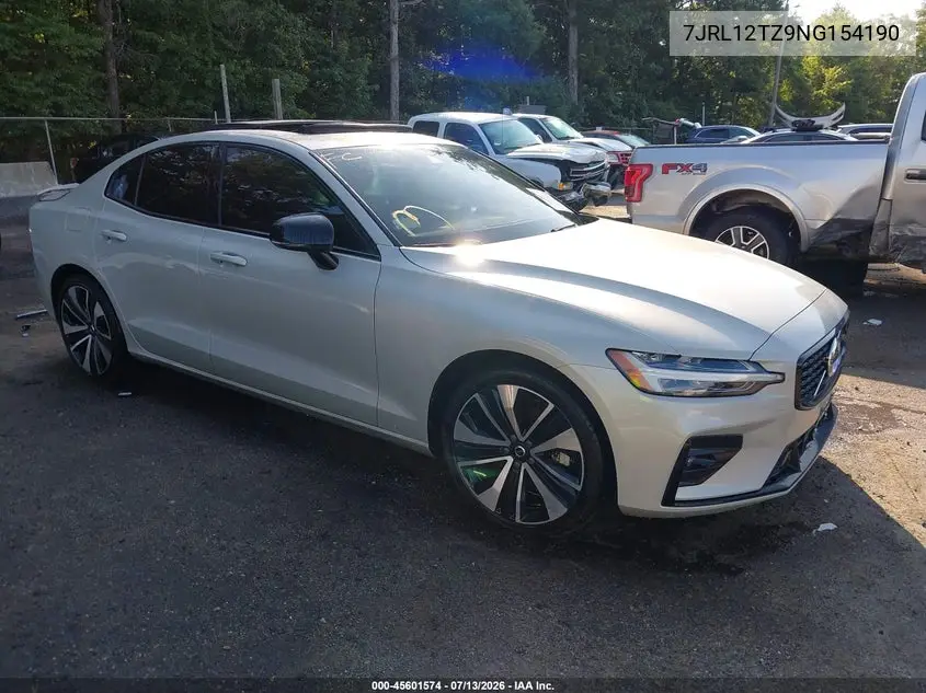 2022 Volvo S60 B5 Momentum VIN: 7JRL12TZ9NG154190 Lot: 45601574