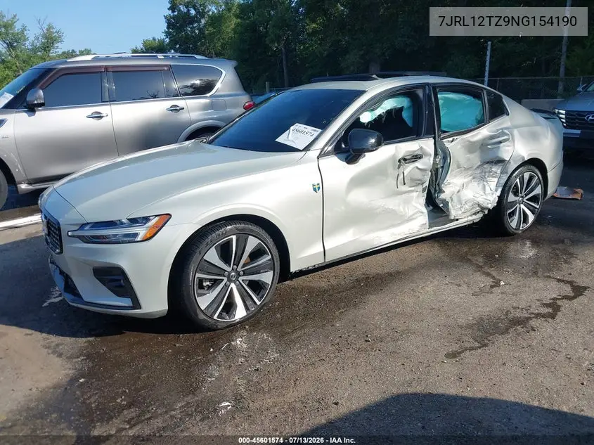 2022 Volvo S60 B5 Momentum VIN: 7JRL12TZ9NG154190 Lot: 45601574