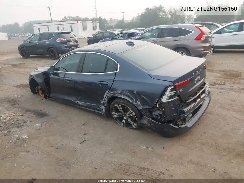 2022 Volvo S60 B5 Inscription VIN: 7JRL12TL2NG156150 Lot: 45617431