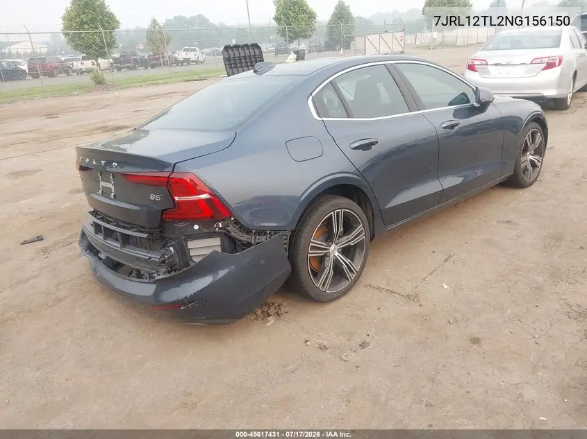 2022 Volvo S60 B5 Inscription VIN: 7JRL12TL2NG156150 Lot: 45617431