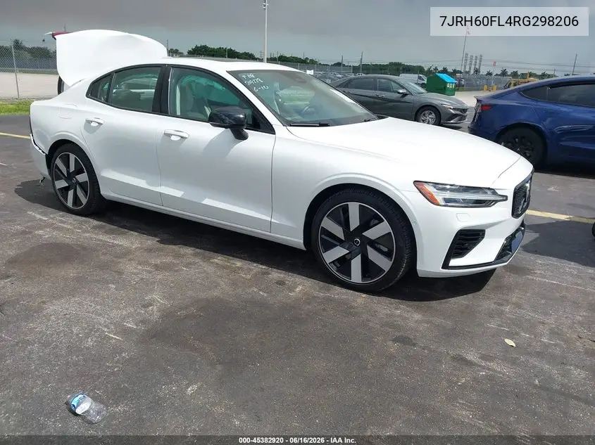 2024 Volvo S60 Recharge Plug-In Hybrid T8 Plus Dark Theme VIN: 7JRH60FL4RG298206 Lot: 45382920