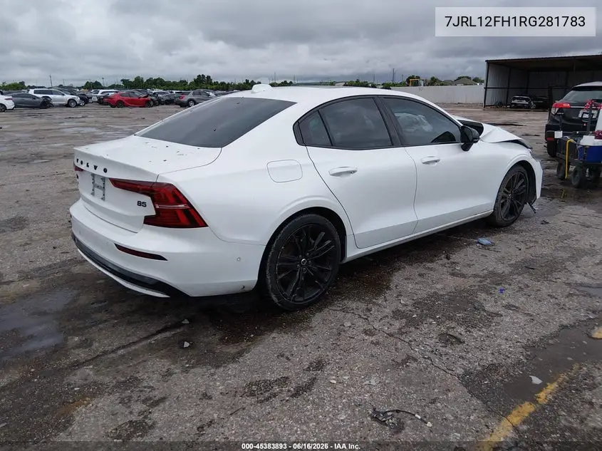 2024 Volvo S60 B5 Plus Black Edition VIN: 7JRL12FH1RG281783 Lot: 45383893