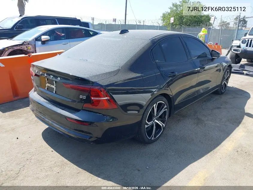 2024 Volvo S60 B5 Core Dark Theme VIN: 7JRL12FK6RG325112 Lot: 45433300
