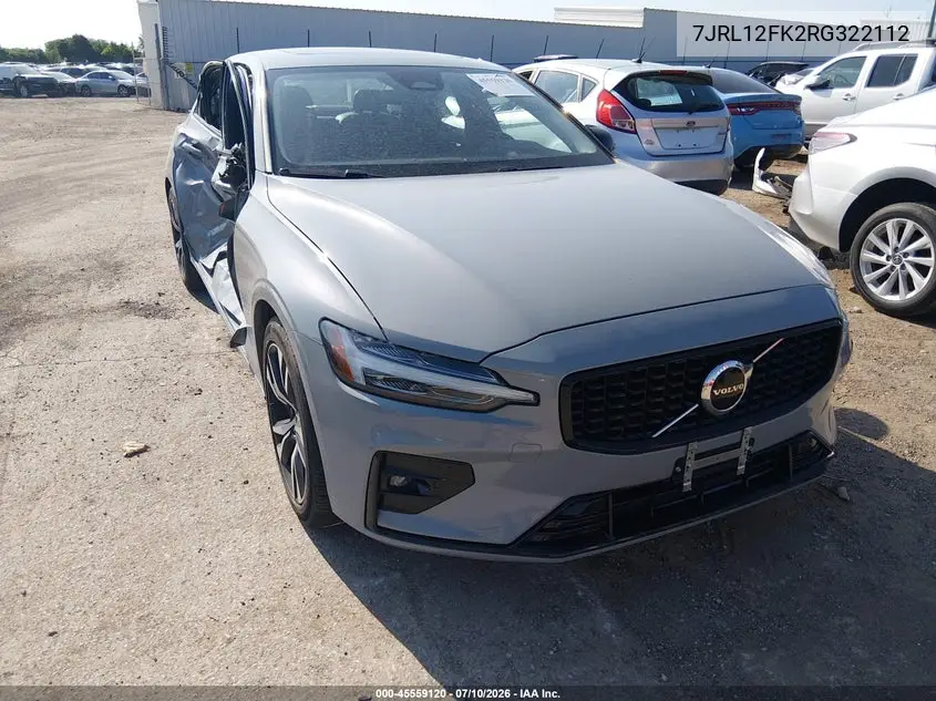 2024 Volvo S60 B5 Core Dark Theme VIN: 7JRL12FK2RG322112 Lot: 45559120
