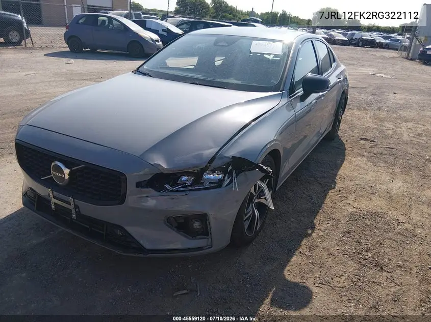 2024 Volvo S60 B5 Core Dark Theme VIN: 7JRL12FK2RG322112 Lot: 45559120