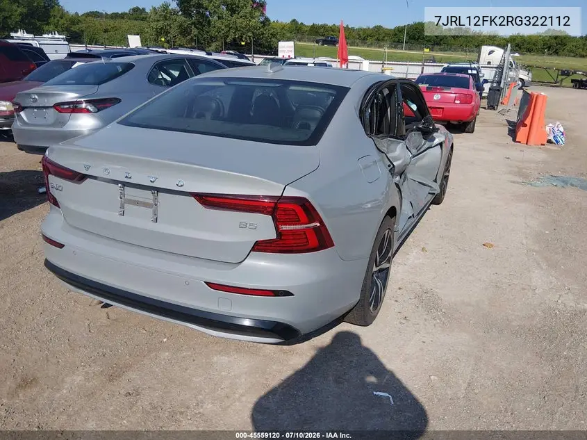 2024 Volvo S60 B5 Core Dark Theme VIN: 7JRL12FK2RG322112 Lot: 45559120