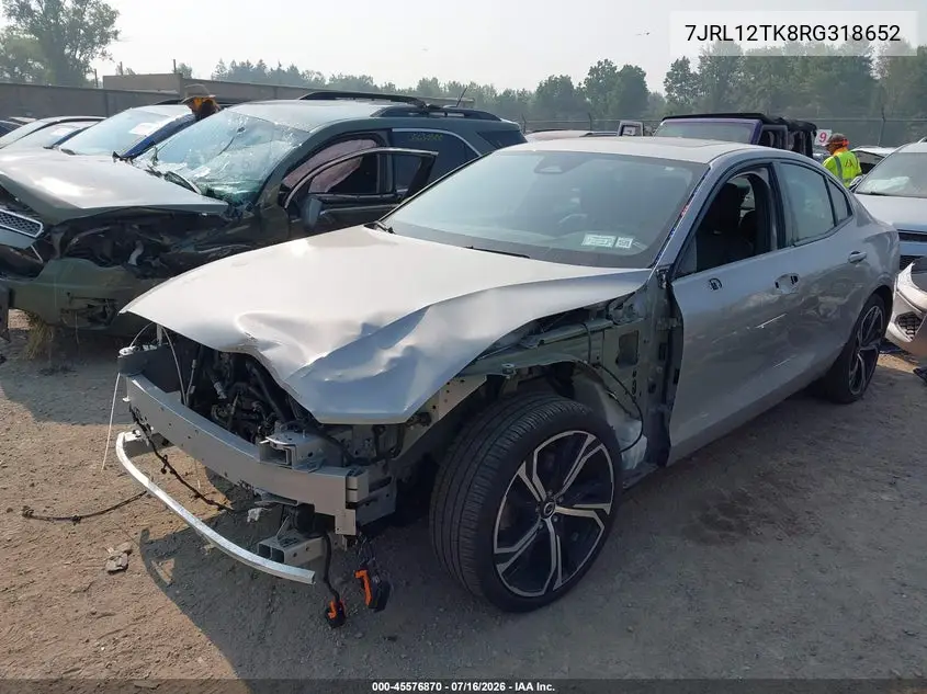 2024 Volvo S60 B5 Core Dark Theme VIN: 7JRL12TK8RG318652 Lot: 45576870