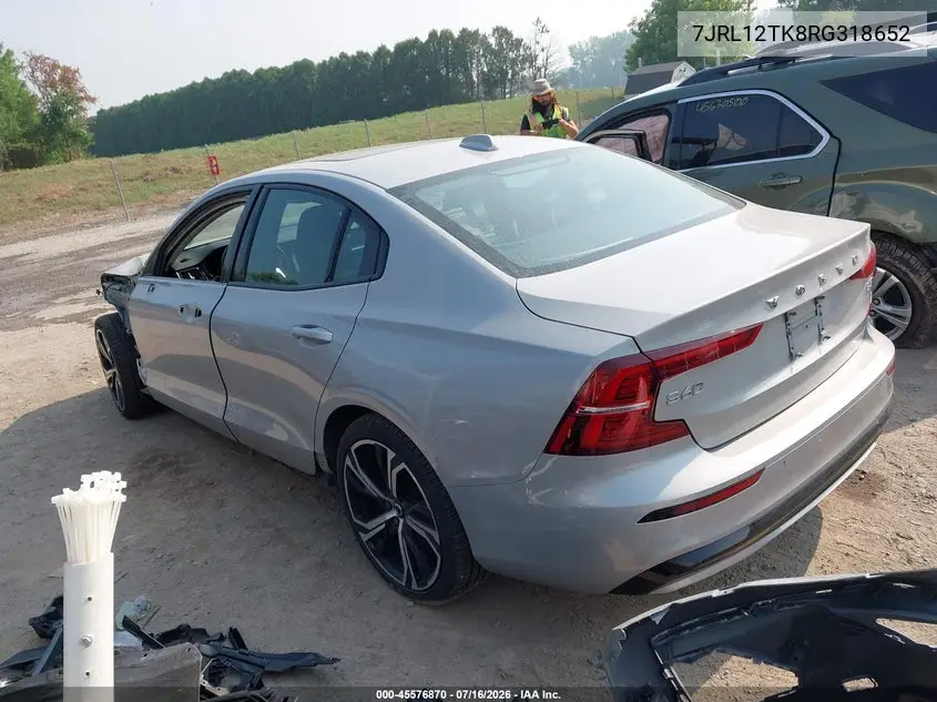 2024 Volvo S60 B5 Core Dark Theme VIN: 7JRL12TK8RG318652 Lot: 45576870
