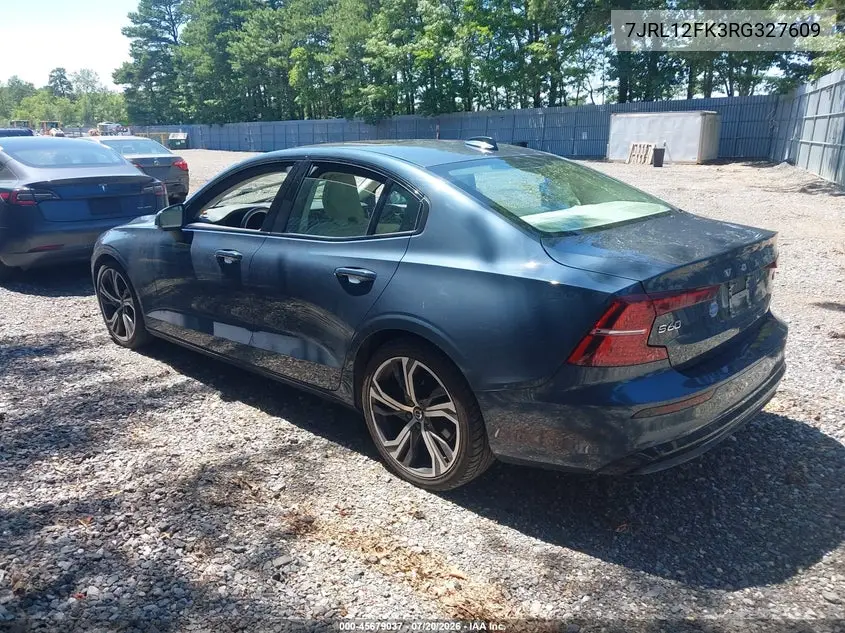 2024 Volvo S60 B5 Core Dark Theme VIN: 7JRL12FK3RG327609 Lot: 45679037