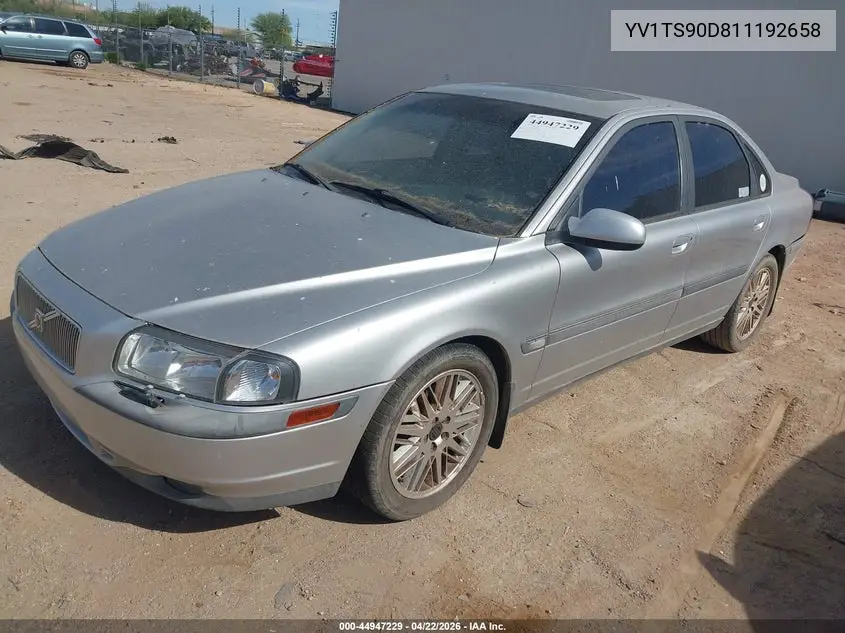 2001 Volvo S80 T6 VIN: YV1TS90D811192658 Lot: 44947229