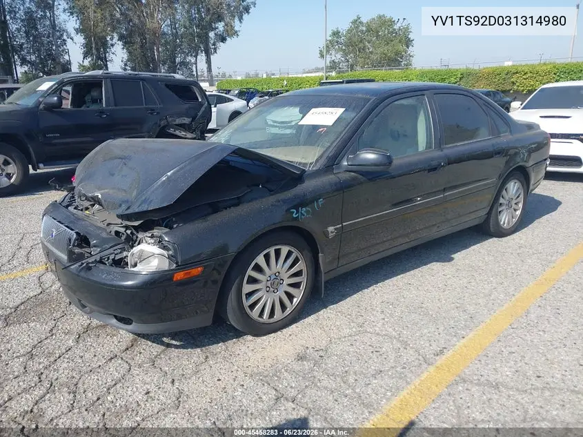 2003 Volvo S80 2.9 VIN: YV1TS92D031314980 Lot: 45458283