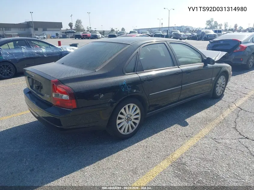 2003 Volvo S80 2.9 VIN: YV1TS92D031314980 Lot: 45458283
