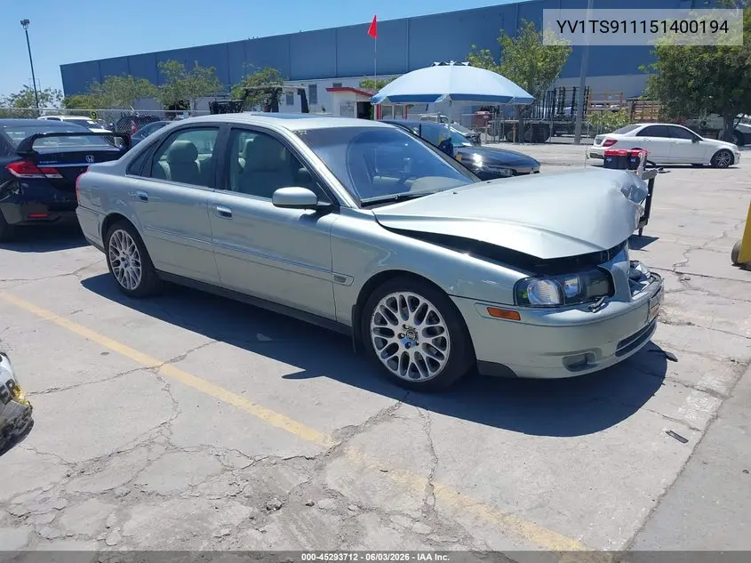 2005 Volvo S80 T6 VIN: YV1TS911151400194 Lot: 45293712