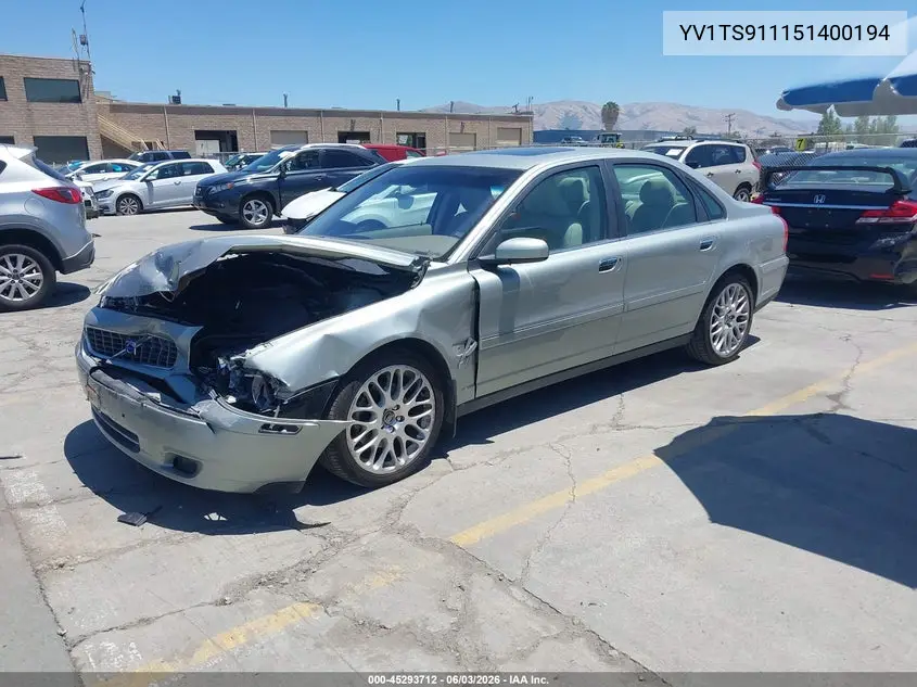 2005 Volvo S80 T6 VIN: YV1TS911151400194 Lot: 45293712