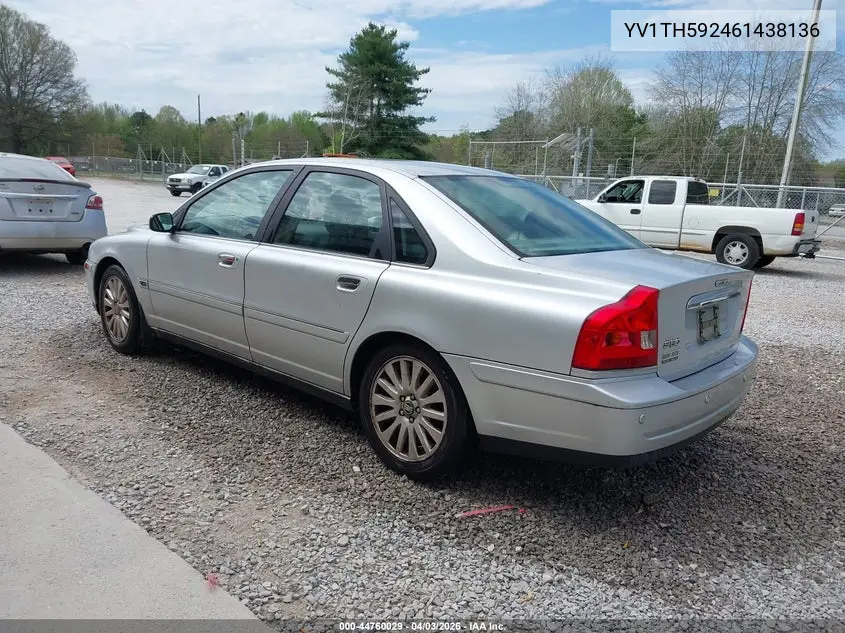 2006 Volvo S80 2.5T VIN: YV1TH592461438136 Lot: 44760029