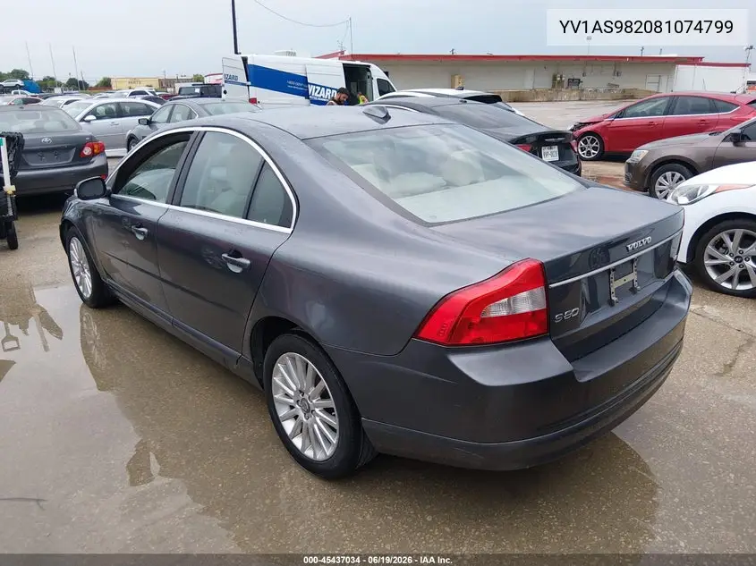 2008 Volvo S80 3.2L VIN: YV1AS982081074799 Lot: 45437034