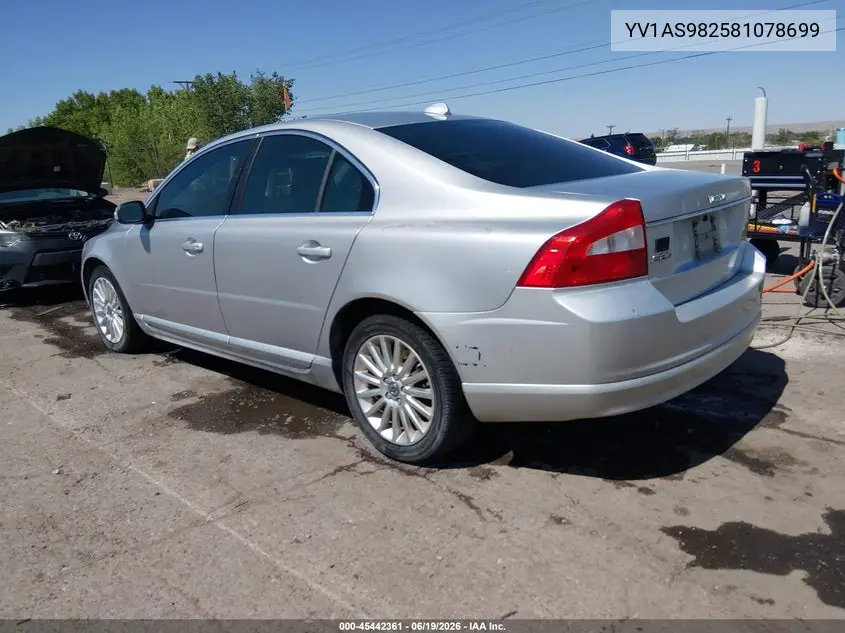 2008 Volvo S80 3.2L VIN: YV1AS982581078699 Lot: 45442361