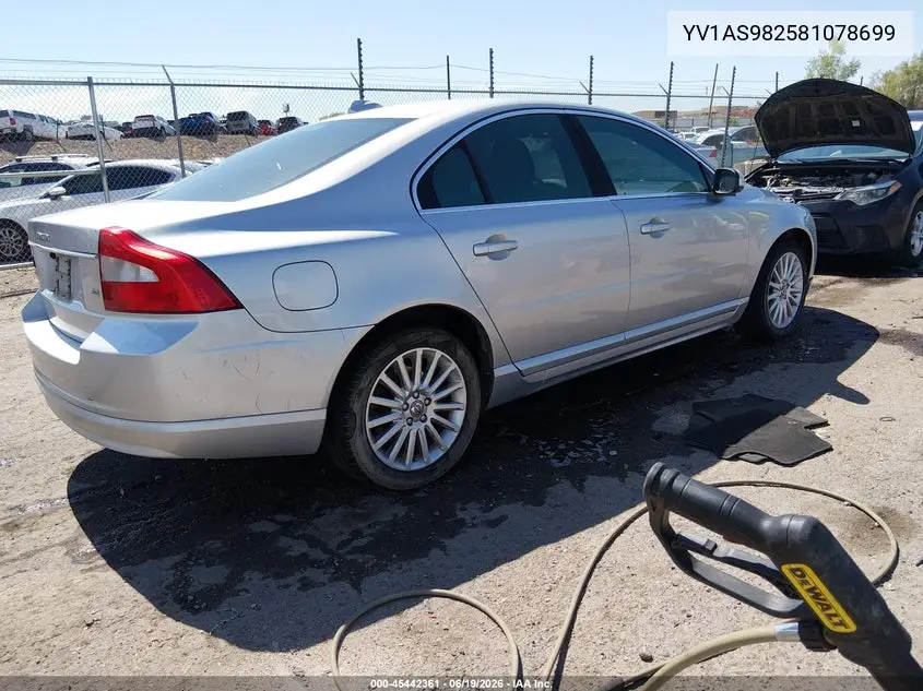 2008 Volvo S80 3.2L VIN: YV1AS982581078699 Lot: 45442361