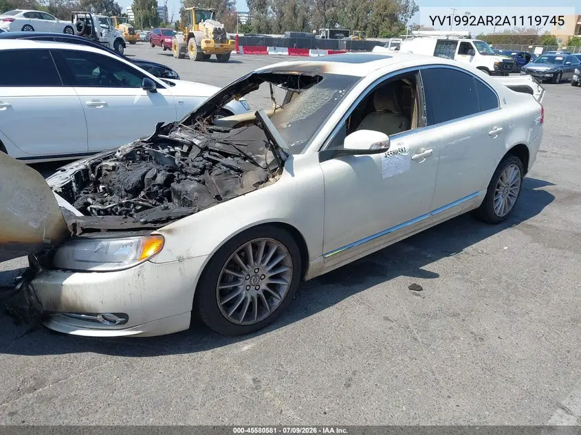 2010 Volvo S80 T6 VIN: YV1992AR2A1119745 Lot: 45580581