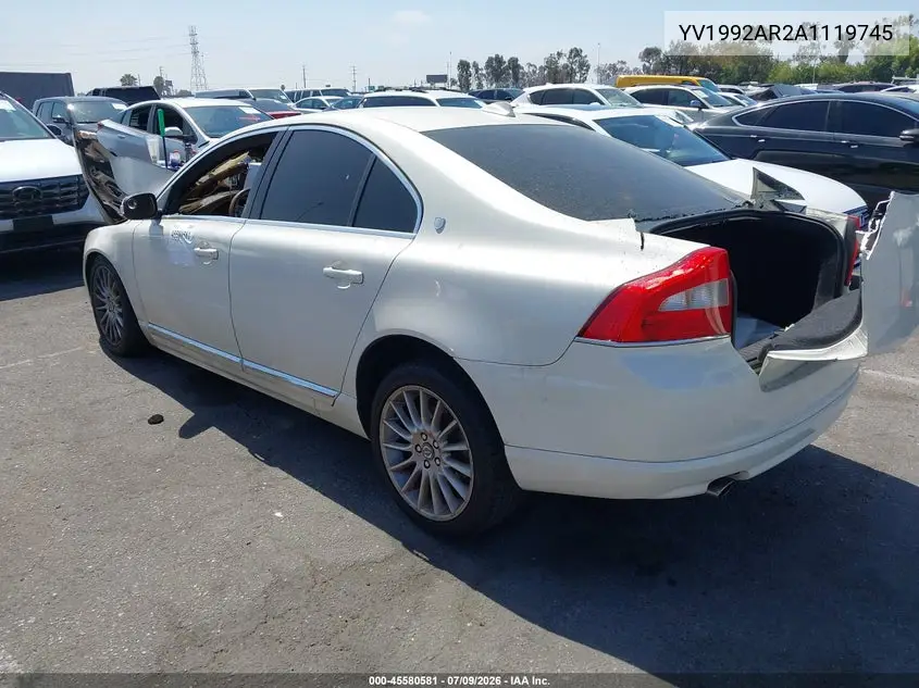 2010 Volvo S80 T6 VIN: YV1992AR2A1119745 Lot: 45580581