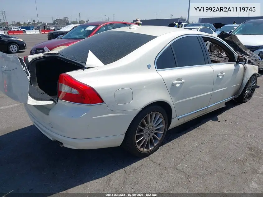 2010 Volvo S80 T6 VIN: YV1992AR2A1119745 Lot: 45580581