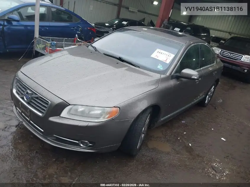 2011 Volvo S80 3.2 VIN: YV1940AS1B1138116 Lot: 44437332