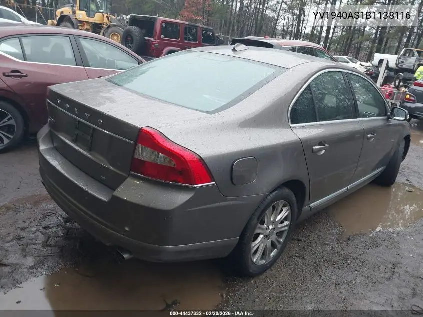 2011 Volvo S80 3.2 VIN: YV1940AS1B1138116 Lot: 44437332