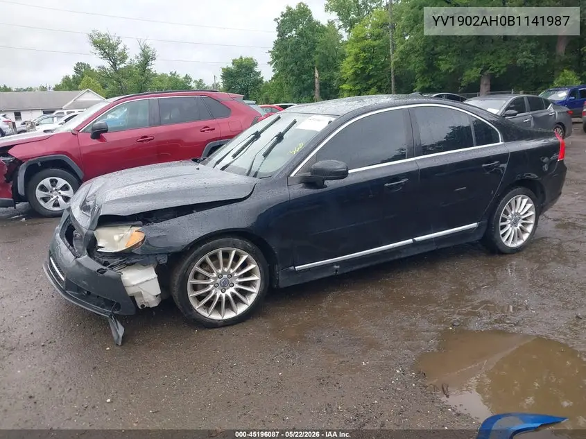 2011 Volvo S80 T6 VIN: YV1902AH0B1141987 Lot: 45196087