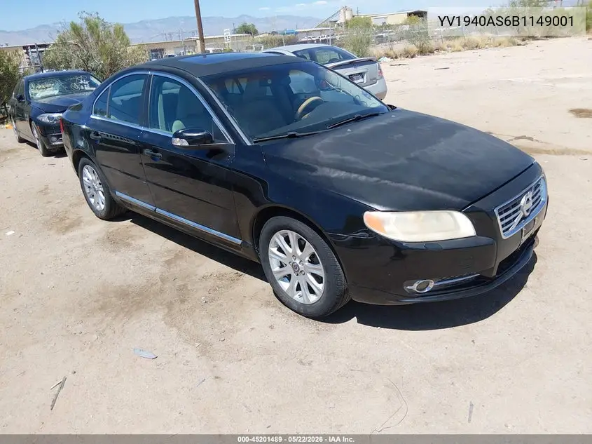 2011 Volvo S80 3.2 VIN: YV1940AS6B1149001 Lot: 45201489