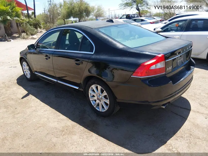 2011 Volvo S80 3.2 VIN: YV1940AS6B1149001 Lot: 45201489