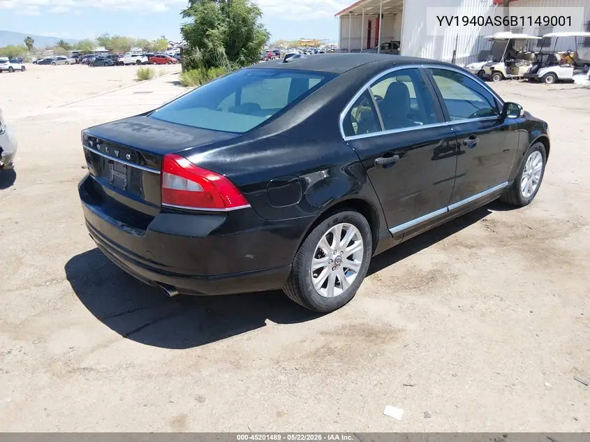2011 Volvo S80 3.2 VIN: YV1940AS6B1149001 Lot: 45201489