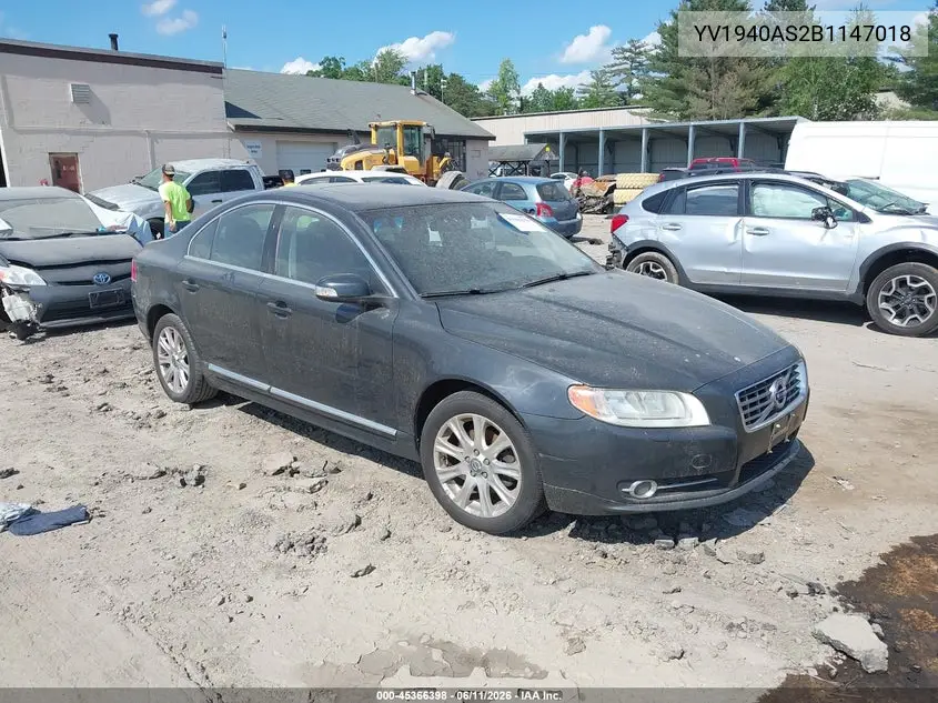 2011 Volvo S80 3.2L VIN: YV1940AS2B1147018 Lot: 45366398
